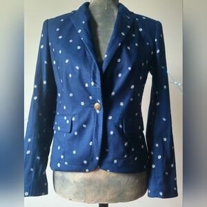 RAG & BONE  ETON Navy Blue Blazer with White Floral Accents